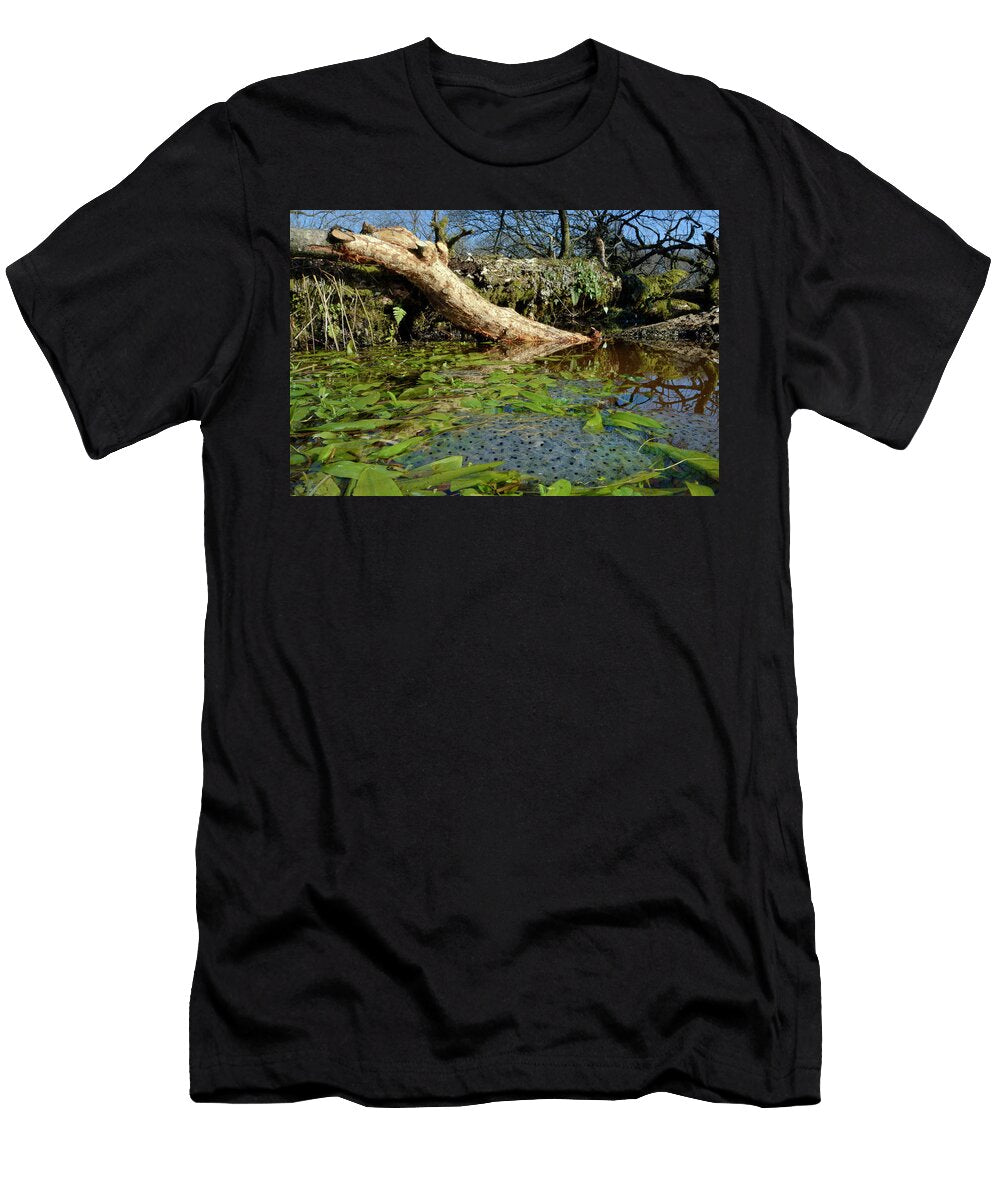 1 Common Frog Frogspawn in Pond Created By Damming of Nick Upton Natureplcom T-Shirt