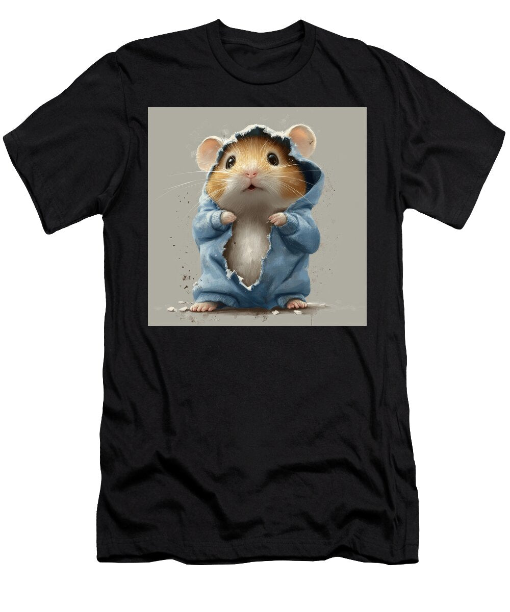 Adorable Hamster in Oversized Ripped Hoodie Cooking Problem T-Shirt