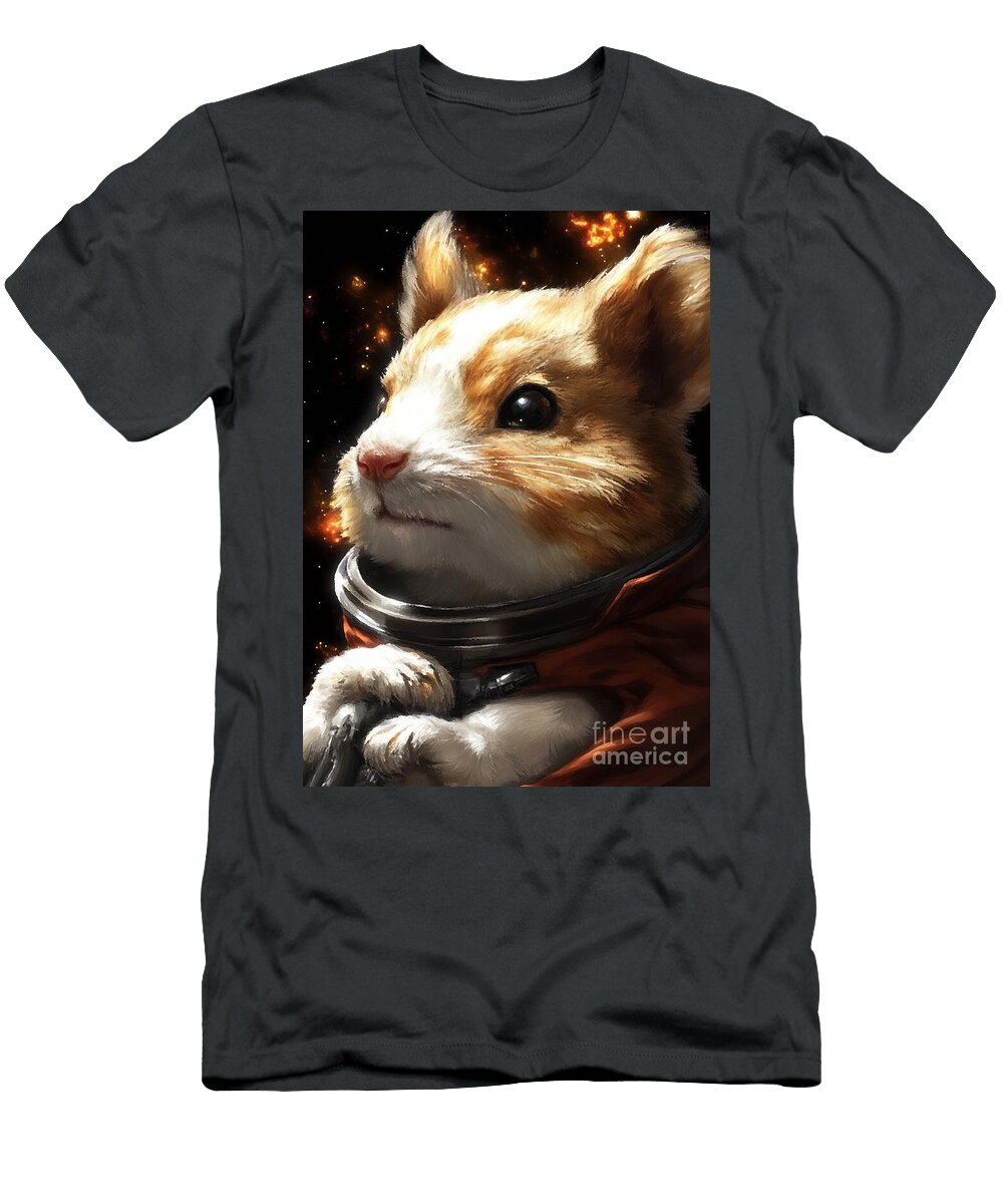 Adorable Space Hamster in an Astronaut Suit Clint Mclaughlin T-Shirt
