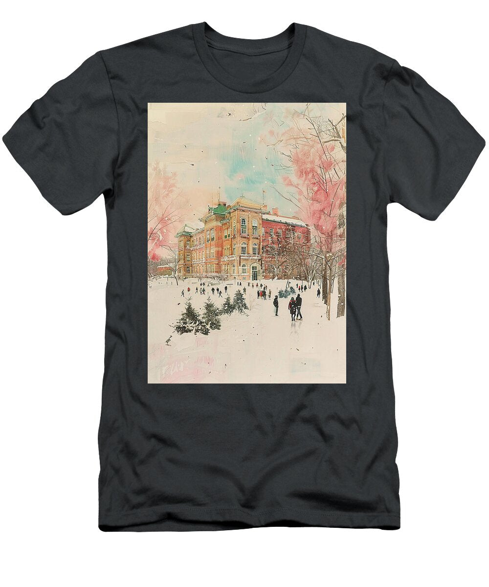Beaver Stadium University Park Pennsylvania Winter Wonderland a Snowy Scene with a Historic Building Tommy Mcdaniel T-Shirt