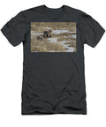 Black Footed Ferret Running Through Snow on Prairie Charlie Summers Natureplcom T-Shirt