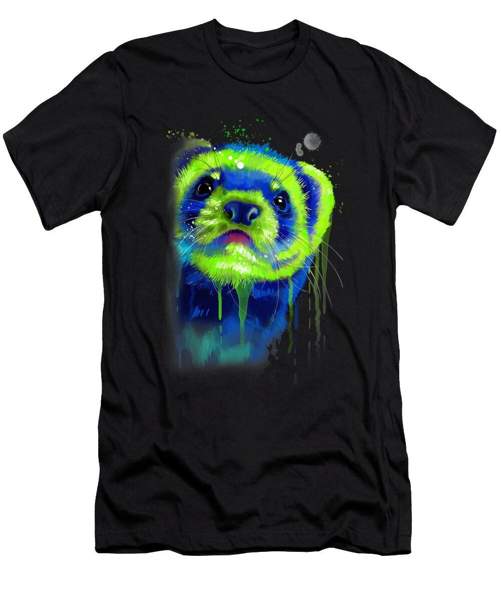 Colorful Ferret Face Watercolor Art Gift Dhbubble T-Shirt