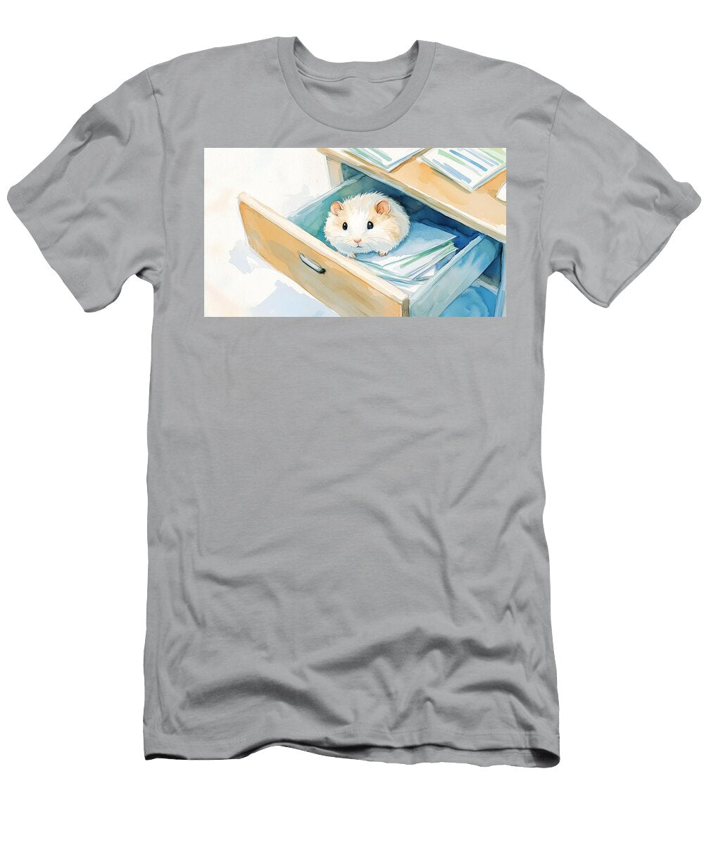 Cute Hamster Hiding in a Desk Drawer Kafka Mia T-Shirt