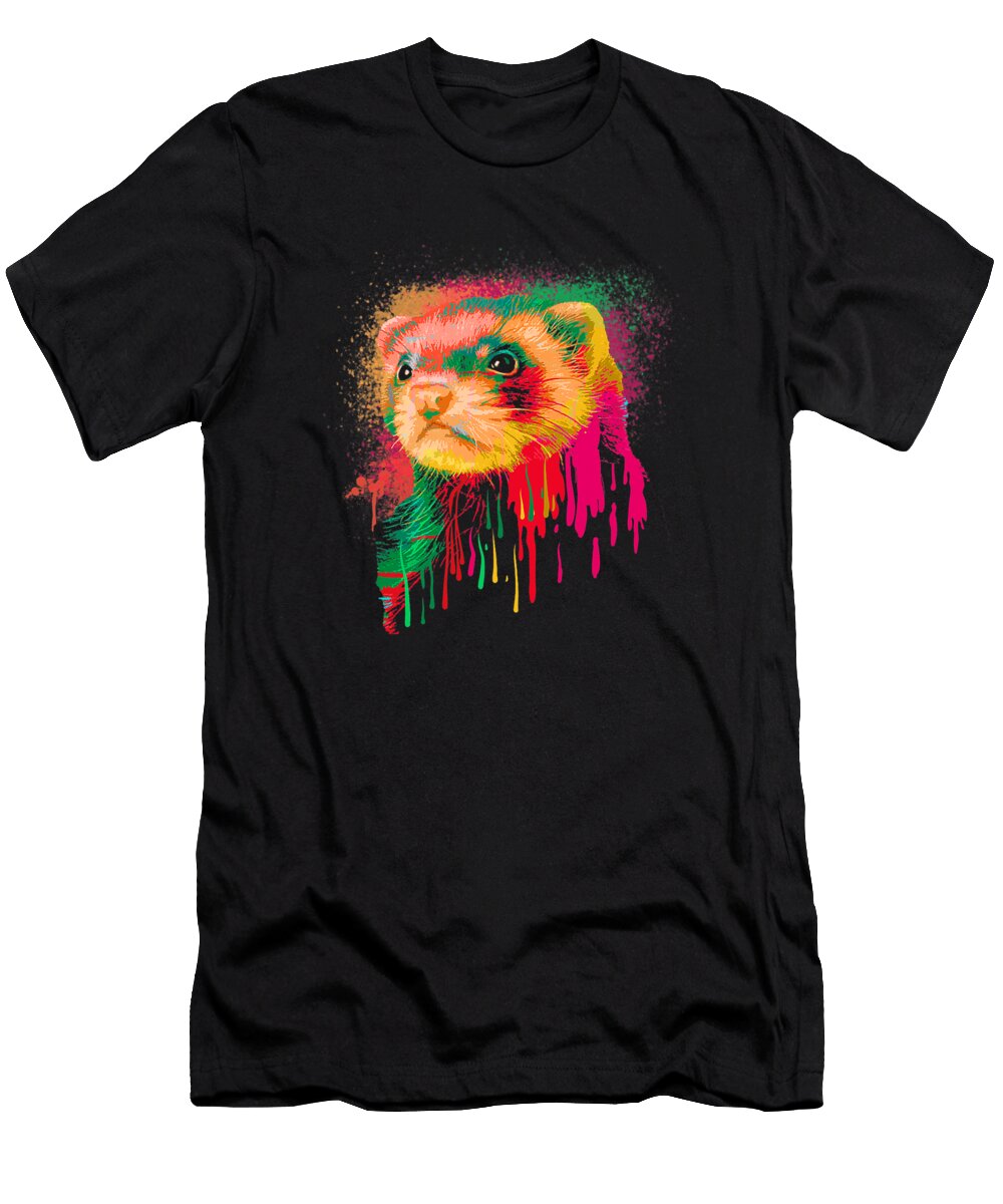 Ferret Water Art Weasel Animal Furry Ferret Dhbubble T-Shirt